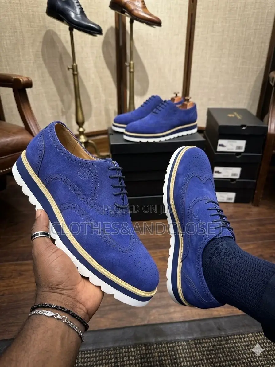 Timberland Unisex Blue Suede Brogue Loafer Shoes,