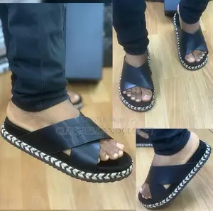 Men's Brown Leather Cross-Strap Sandals