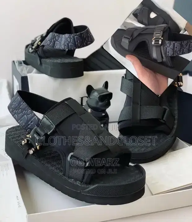 Dior Alpha Sandal in Black Oblique Jacquard