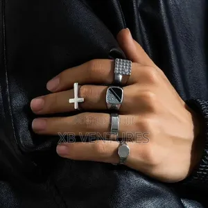 5pcs/Set Square Minority Retro Personalized Titanium Steel Men Rings