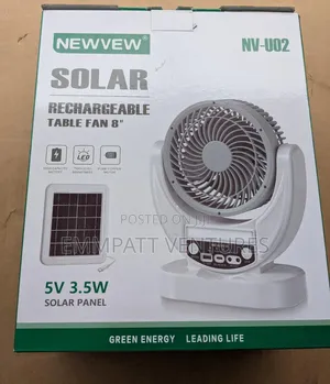 8" Solar and Electricity Rechargeable Table Top Fan