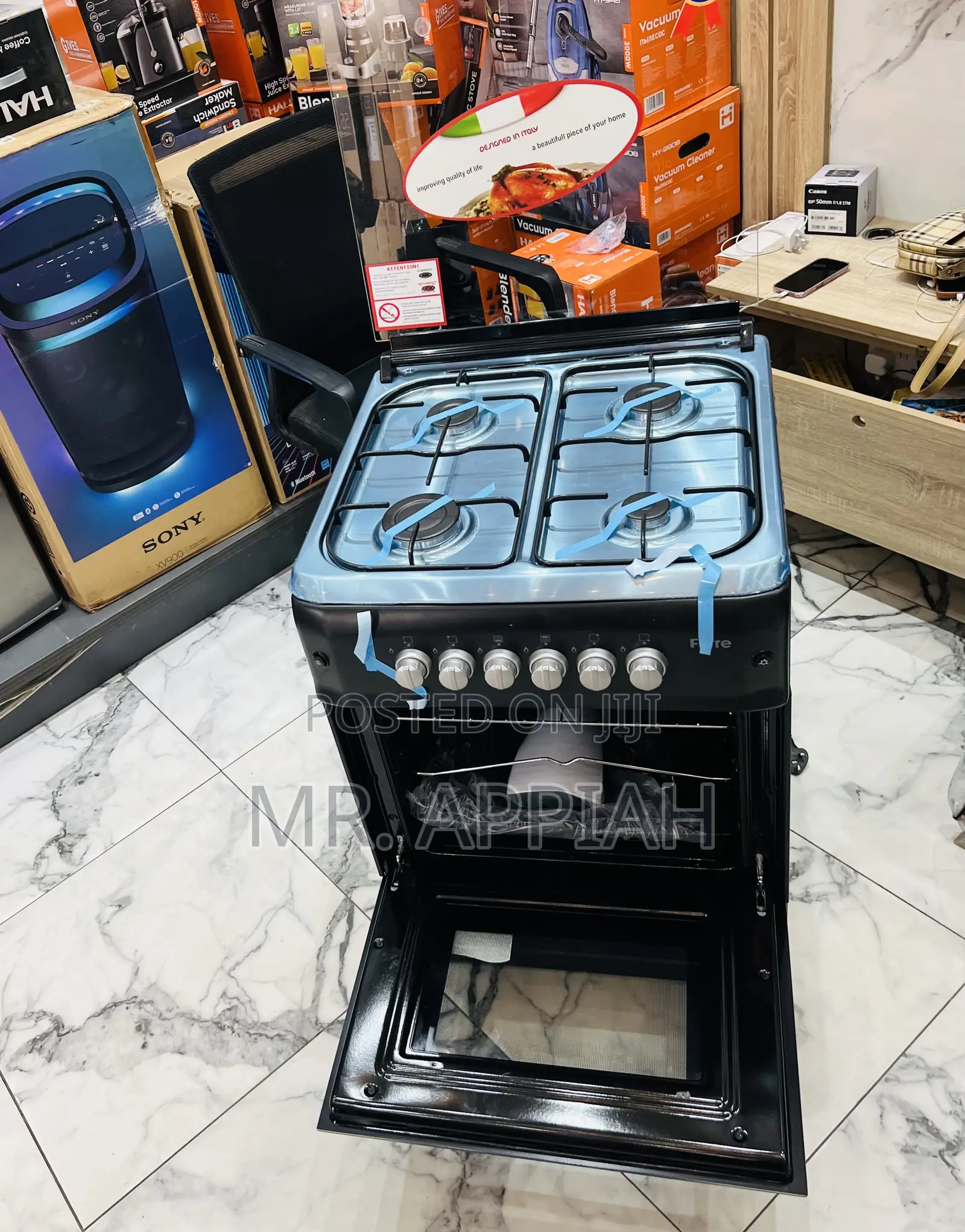 Ferre 60x60cm 4 Burner Freestanding Gas Cooker With Oven(Black)