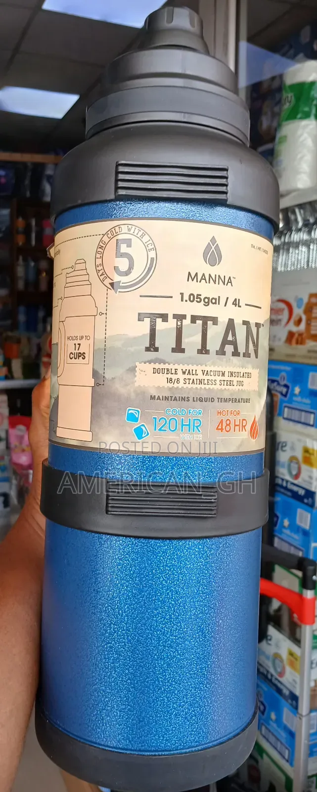 4l Titan Double Wall Vacuum Insulated Stainless Steel Flask, 48hrs Hot