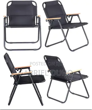 Foldable Camping Chair With Wooden Arm Rest