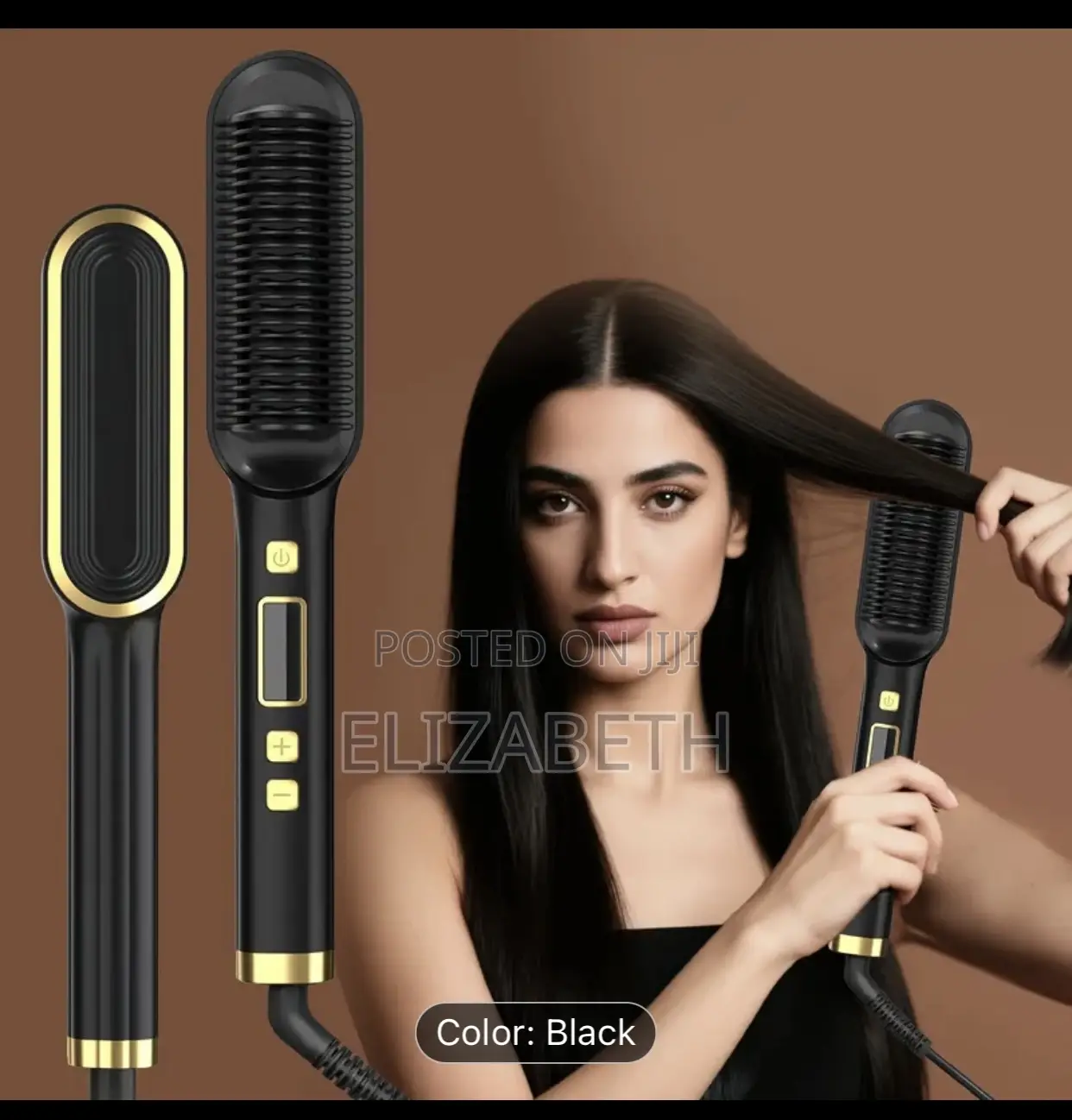 1pc Heated Hair Straightener With Temperature Display Brush
