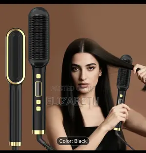 1pc Heated Hair Straightener With Temperature Display Brush