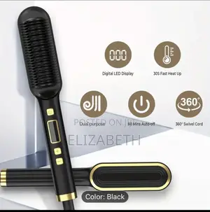 1pc Heated Hair Straightener With Temperature Display Brush