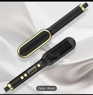 1pc Heated Hair Straightener With Temperature Display Brush