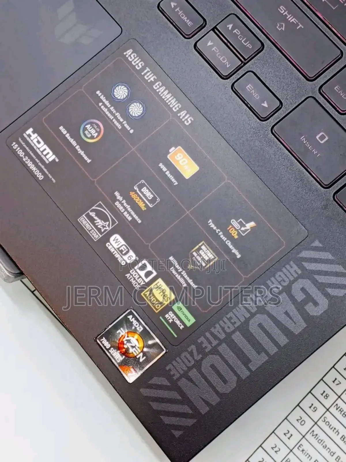 New Laptop Asus TUF Gaming A15 16GB AMD Ryzen 7 SSD 512GB