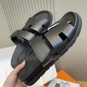 Black Leather Hermès Chypre Techno-Sandals