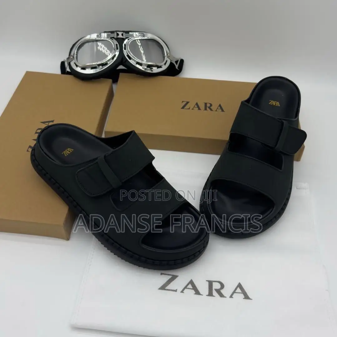 These Are Brown Zara Leather Slides With a Double-Strap Design