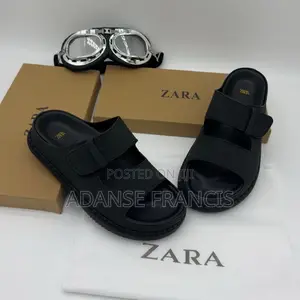 These Are Brown Zara Leather Slides With a Double-Strap Design