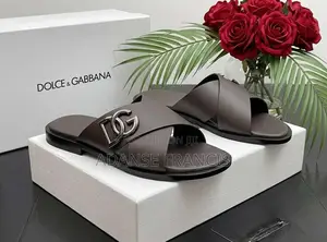 Black Dolce Gabbana Leather Slides.