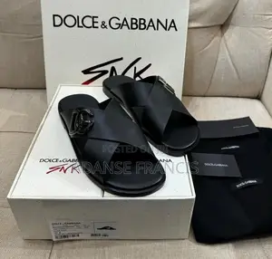 Black Dolce Gabbana Leather Slides.