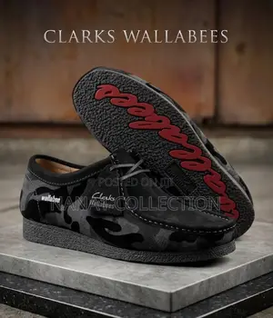 Clark’S Original Wallabee Shoe in a Green Camouflage Suede