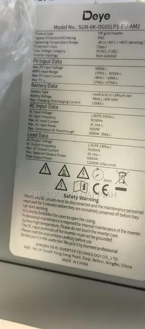 Deye 6kv Inverter