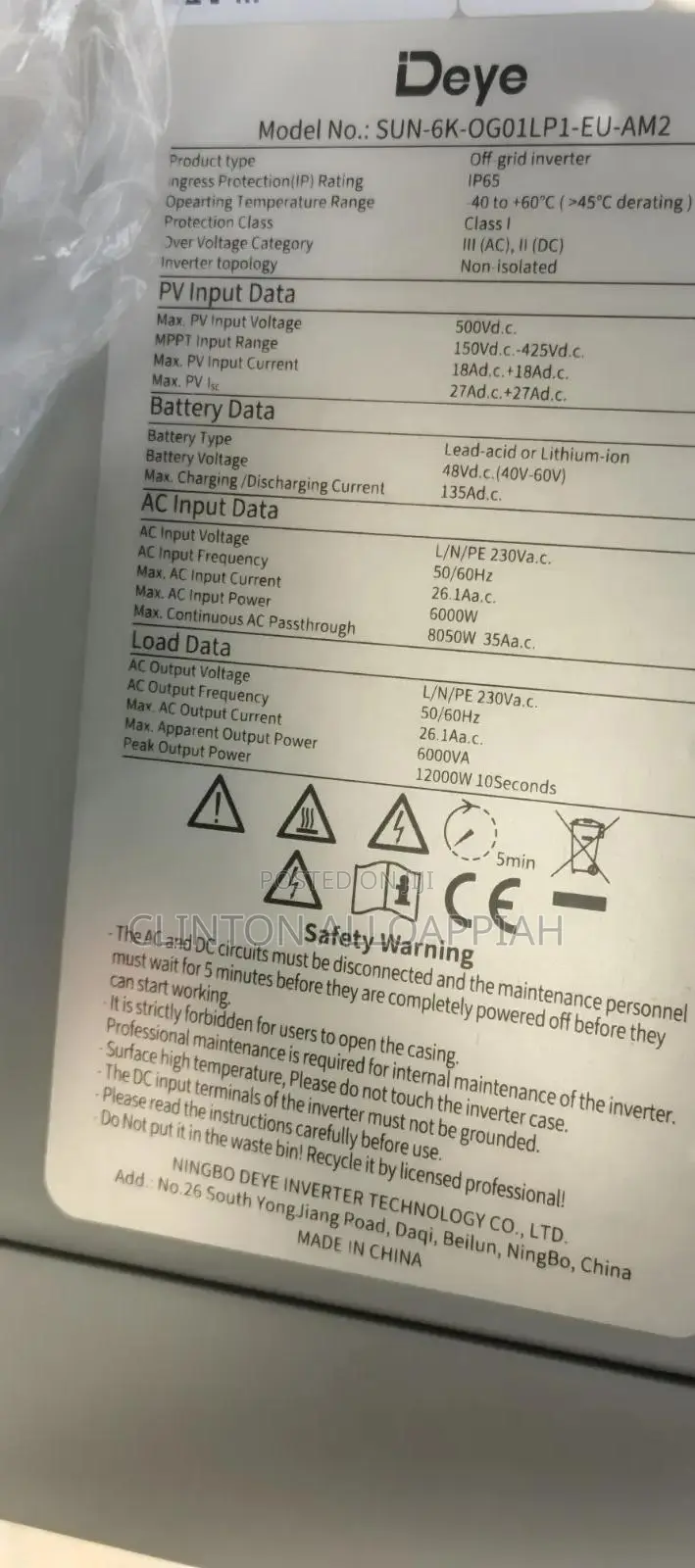 Deye 6kv Inverter