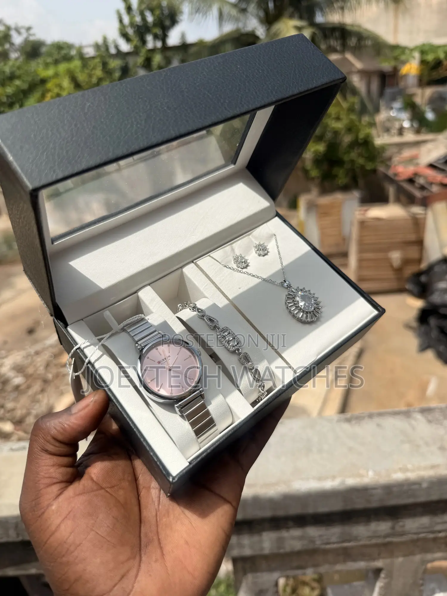 Latest Curren Silver Watch Set for Women