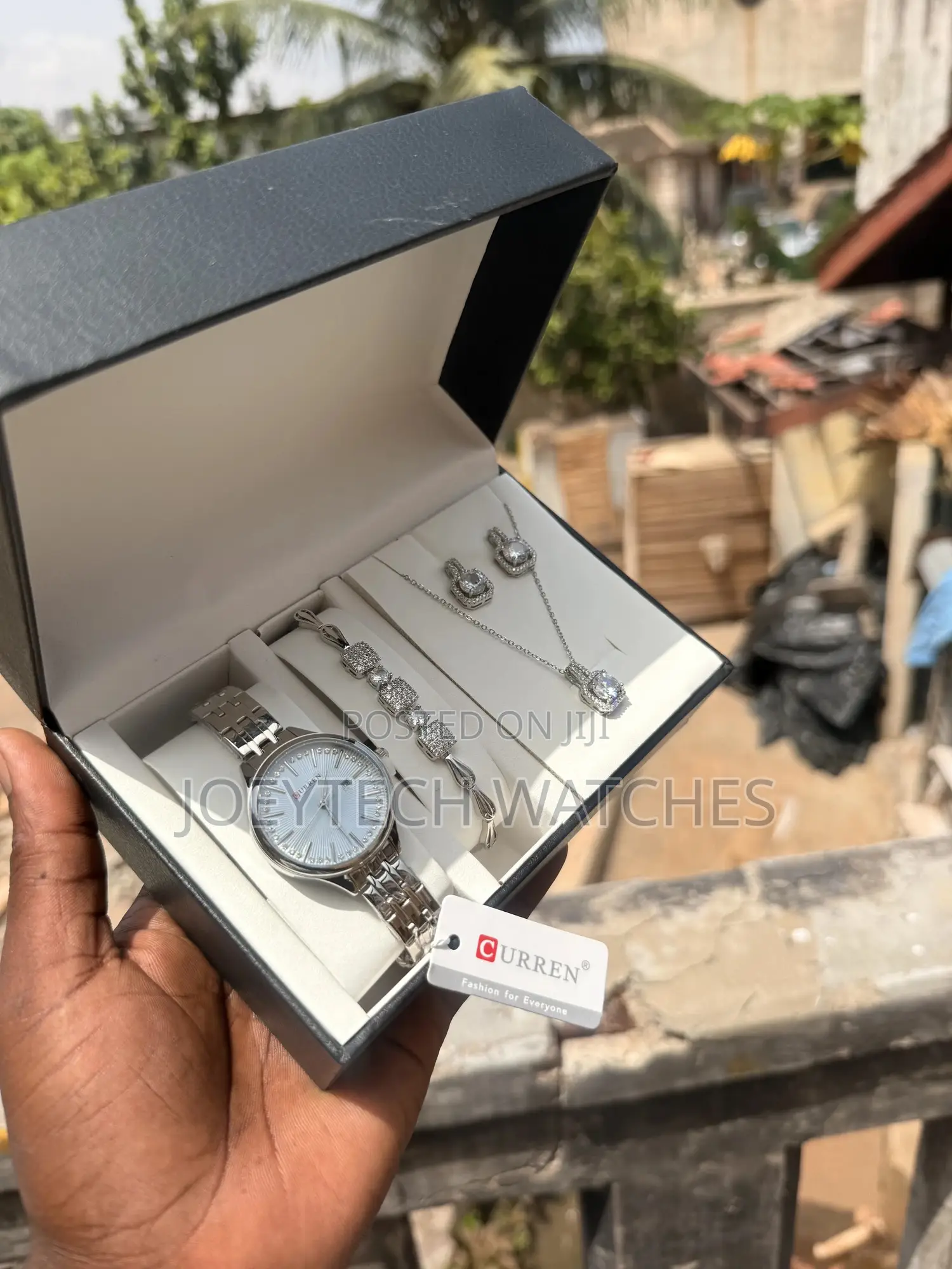 Latest Curren Silver Watch Set for Women