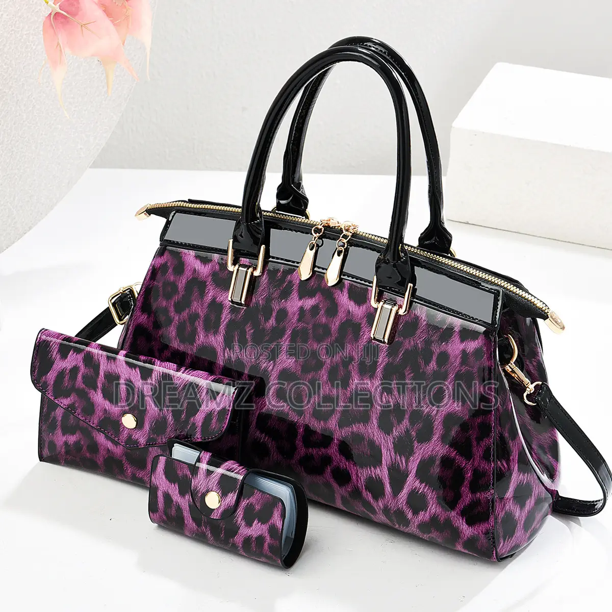 Leopard Print Handbag Set