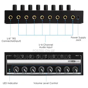 8in1 In Ear Monitor Headphone Splitter/Amplifier