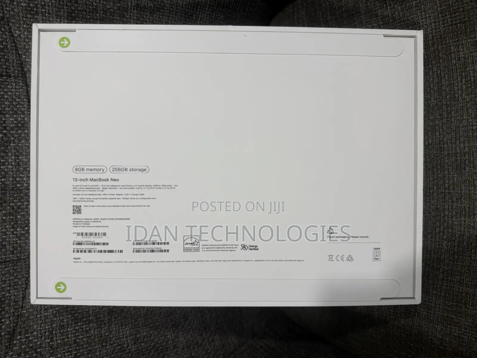 New Laptop Apple MacBook Neo 2026 8GB SSD 256GB