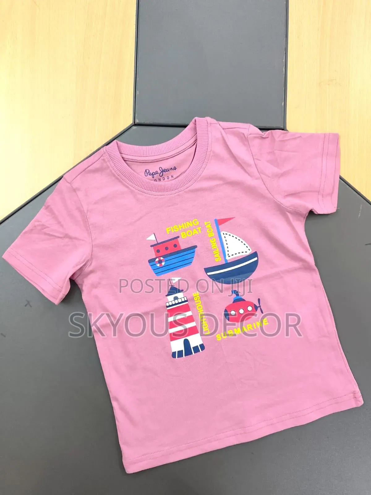 Kids Boys Design T-Shirt With Boat on ,Age 3months to 3years