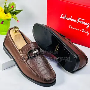 Salvatore Ferragamo Men Leather Brown Loafers