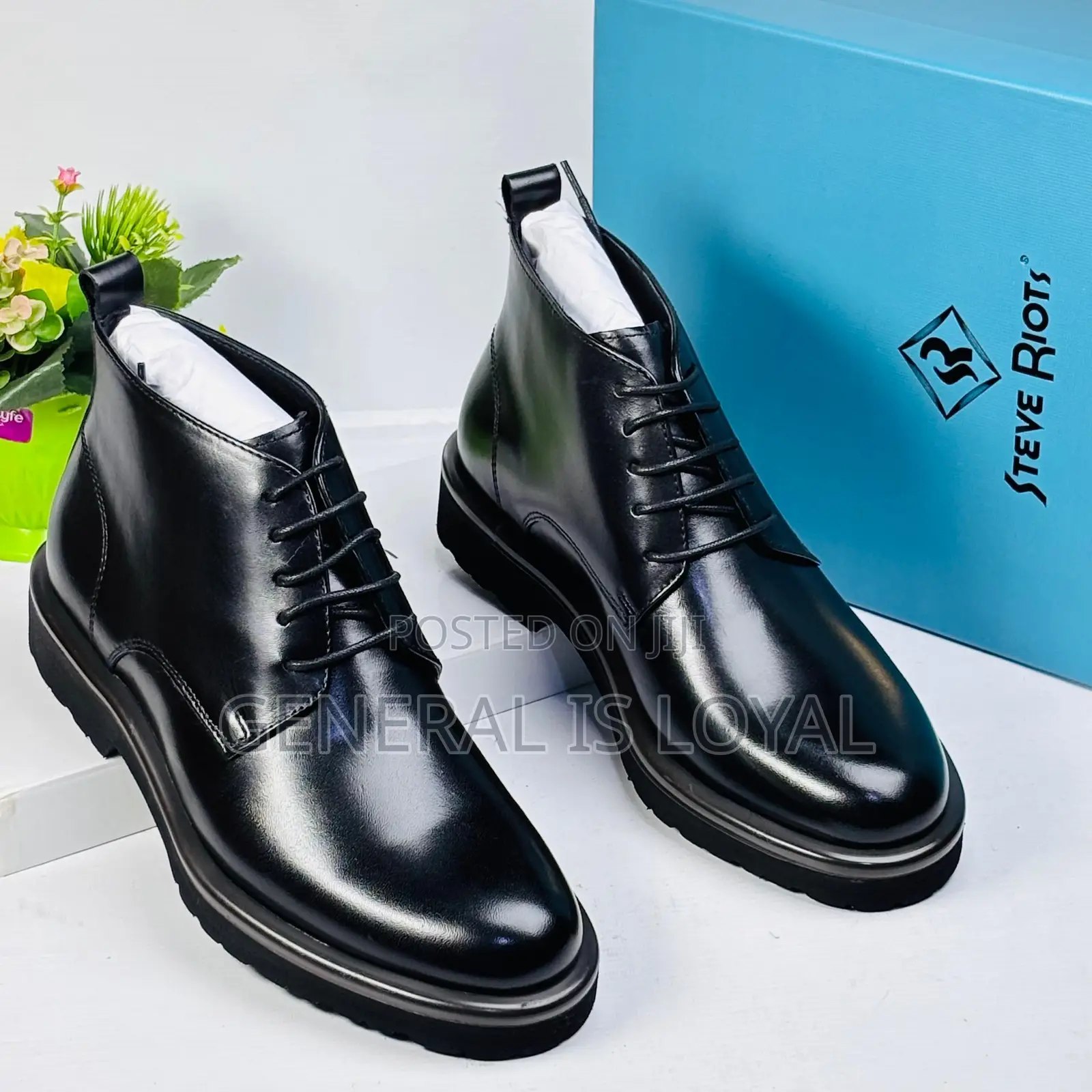 Steve Riot Men Leather Black Boot