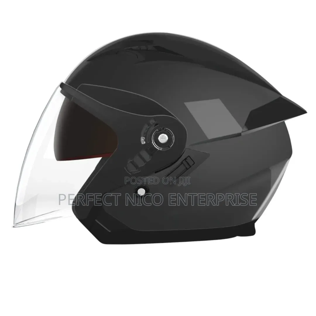 Sleek Black Open-face Motorcycle Helmet With Dual Visor