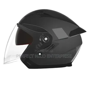 Sleek Black Open-face Motorcycle Helmet With Dual Visor