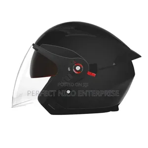 Sleek Black Open-face Motorcycle Helmet With Dual Visor