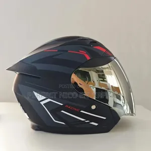 Sleek Black Open-face Motorcycle Helmet With Dual Visor