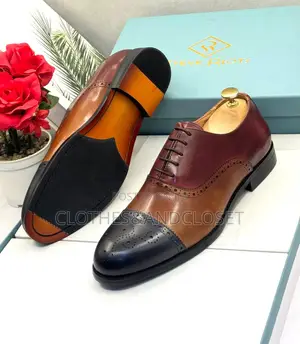 Men's Multicolor Leather Cap Toe Brogue Oxford Dress Shoes