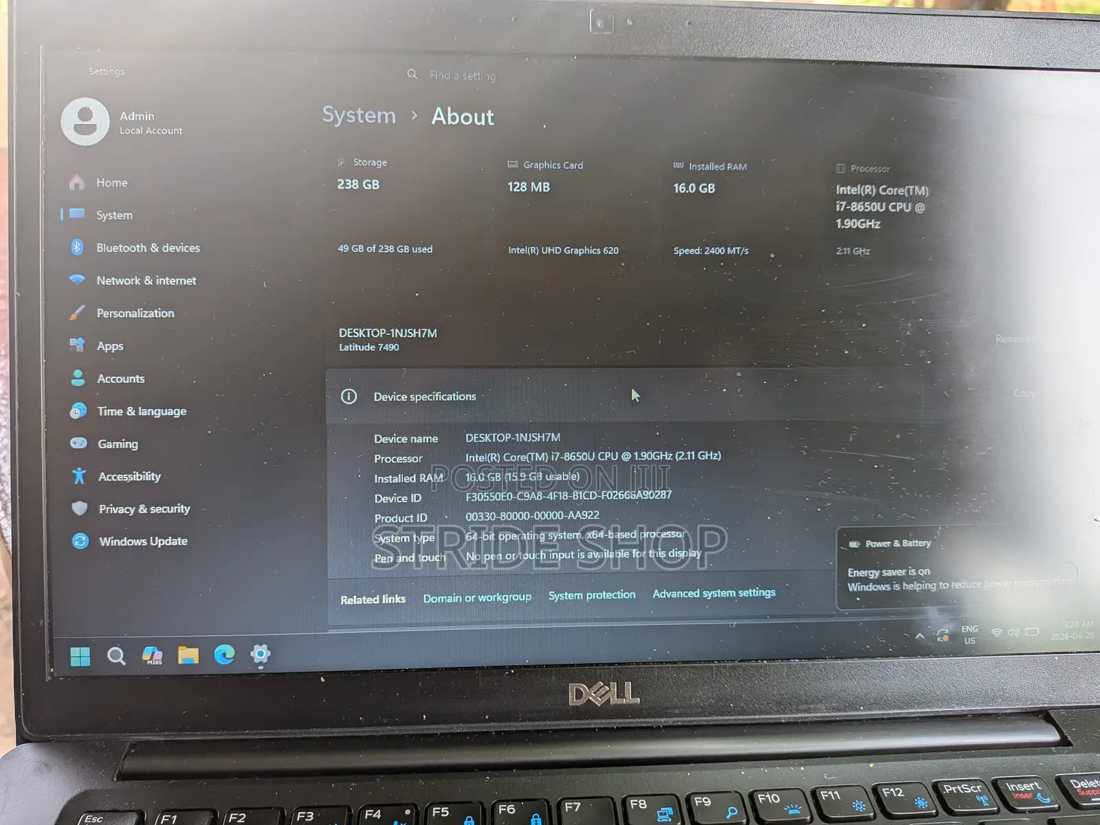 Laptop Dell Latitude 7490 16GB Intel Core i7 SSD 256GB