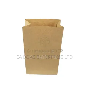 Plain Food Paper Brown Bag, Foldable Restaurant Bags 50pcs