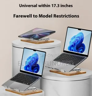 Laptop Stand Foldable Wood Base Metal Cooling(Silver)