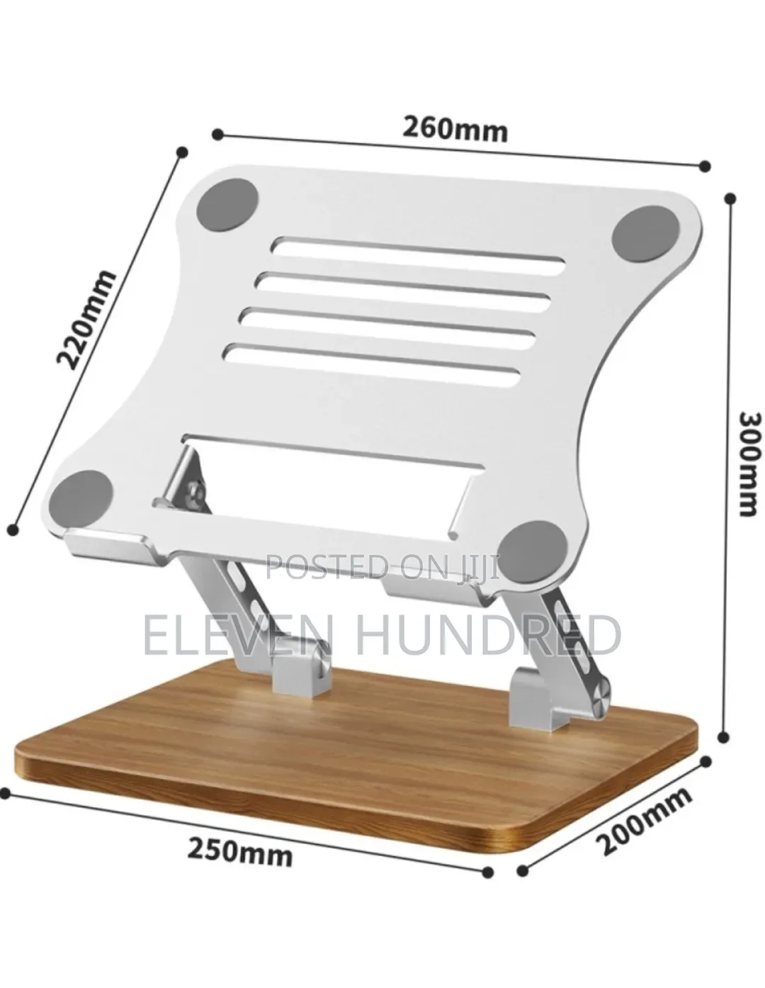 Laptop Stand Foldable Wood Base Metal Cooling(Silver)