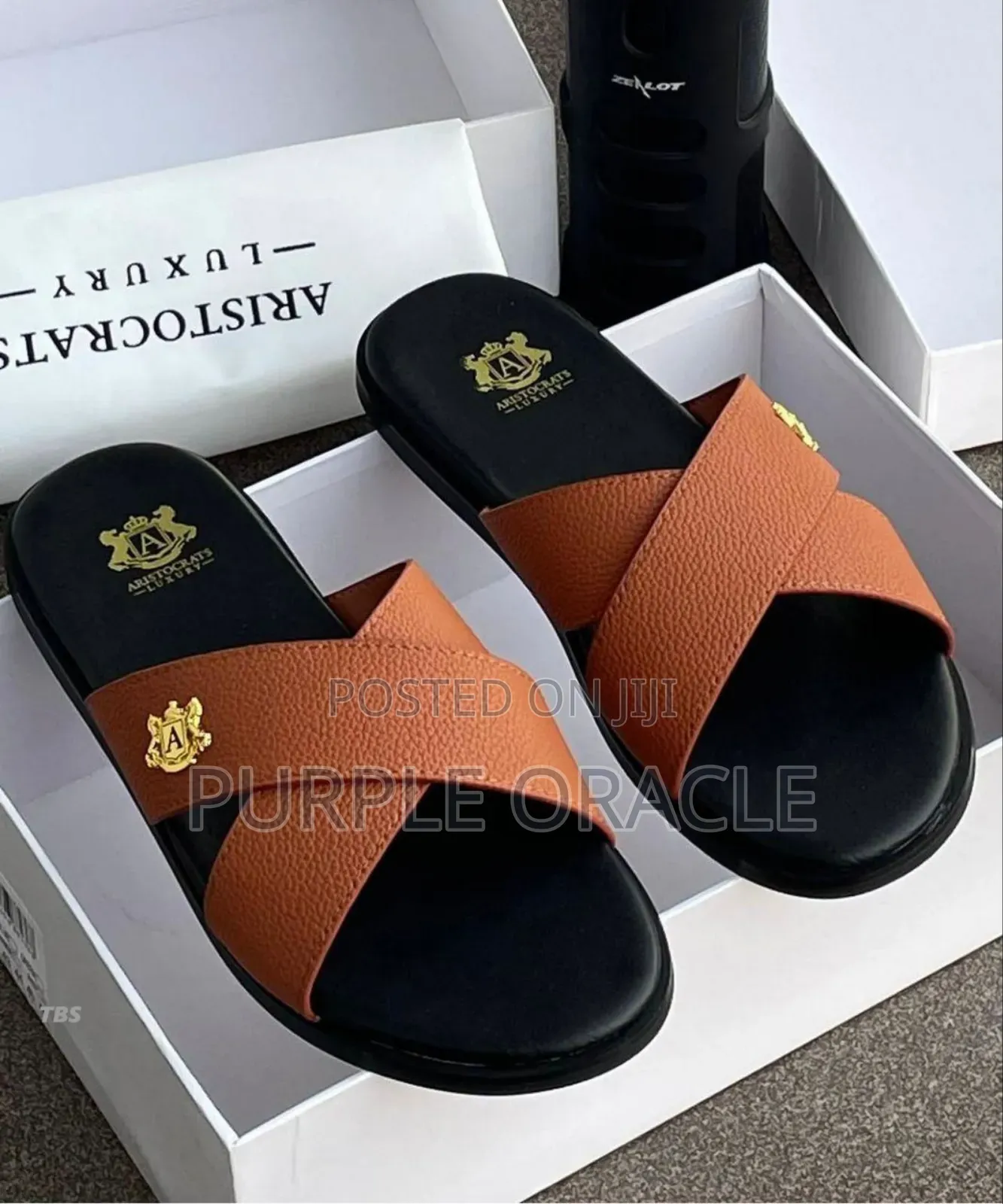 Aristocrats Luxury Leather Cross Slides.