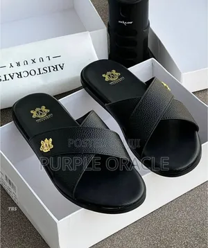 Aristocrats Luxury Leather Cross Slides.