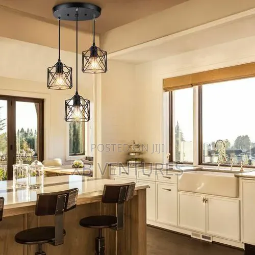 3 Head, Adjustable Pendant, Recessed Lighting+Metal Cage Base