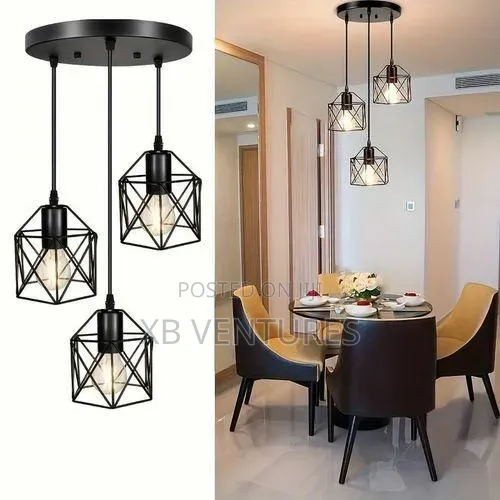 3 Head, Adjustable Pendant, Recessed Lighting+Metal Cage Base