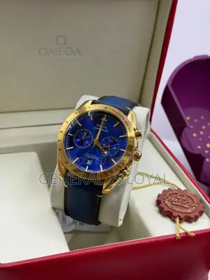 Authentic Omega Speedmaster Co-Axial Chronometer Blue Leather Watch