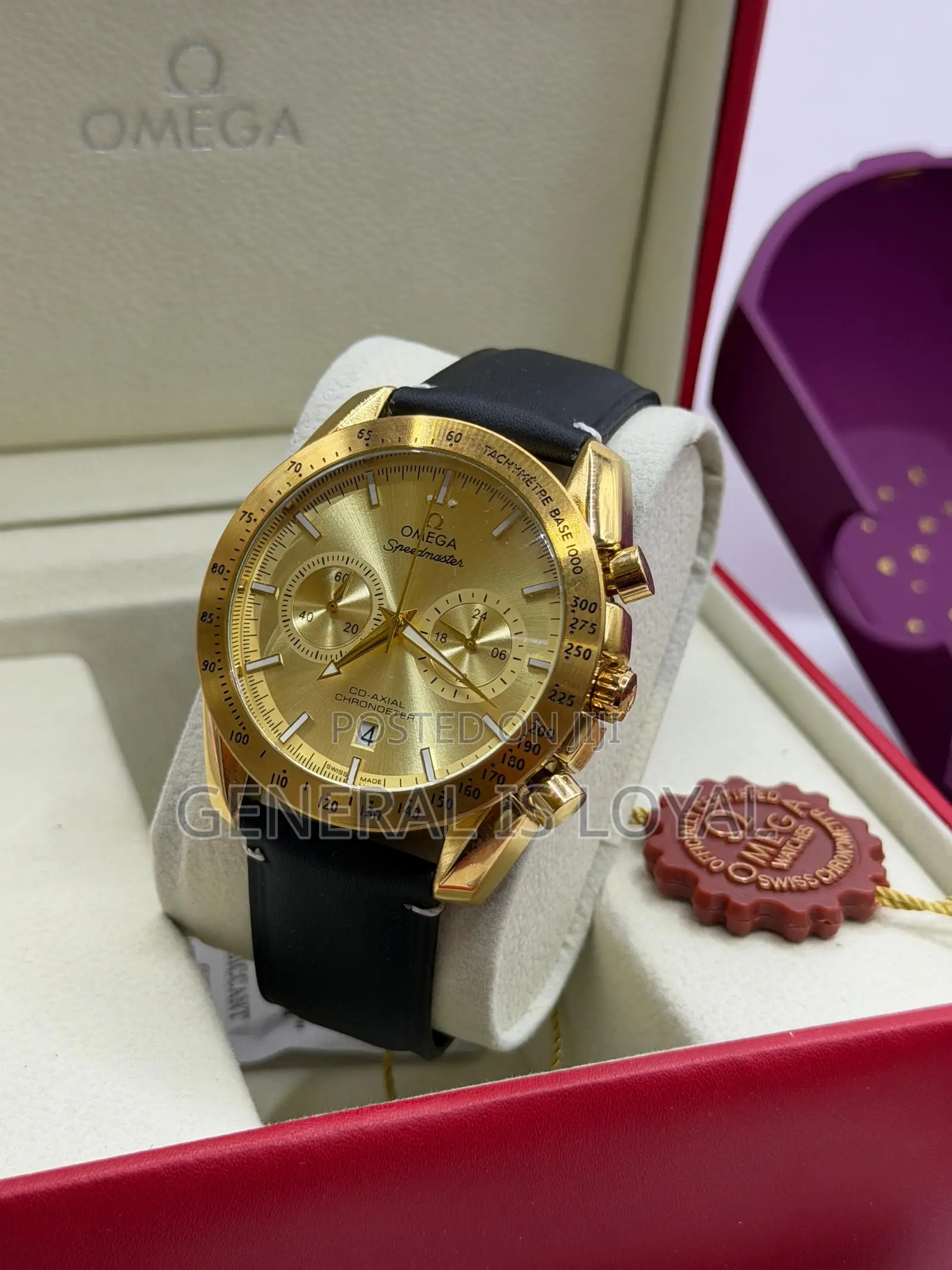 Omega Speedmaster Co-Axial Black Leather Chronometer Swiss