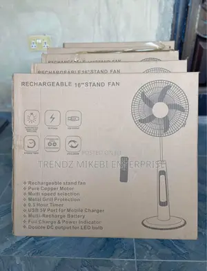 Rechargeable Solar/Electric Standing Fan With Solar Panels-18 Inches