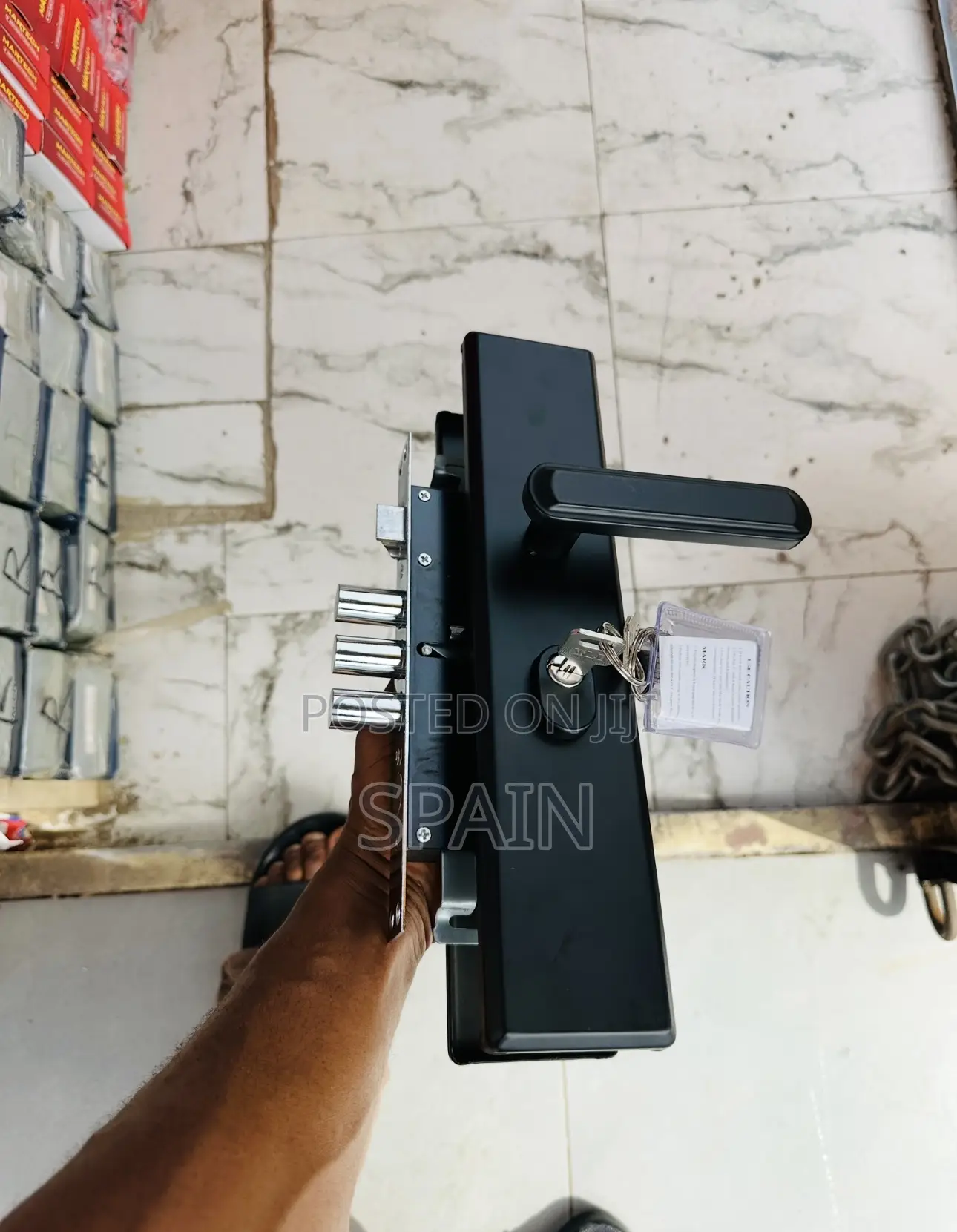 China Lock Black With Hinges (China Locks) Security Door Lock