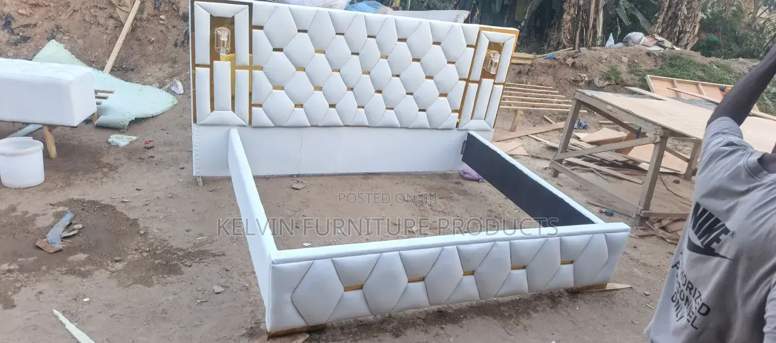 Italian King Size Bed Frame With Side Drawers