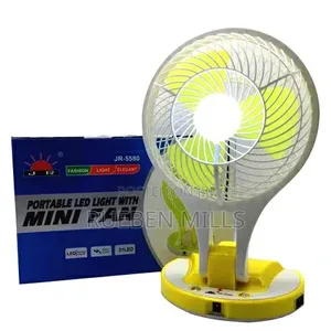 Plastic Mini Size Table Fan Jr 5880 Chargeable Wireless Fan With Led