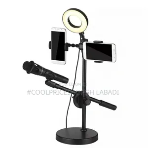Microphone Smartphone Tripod With Ringled Lights