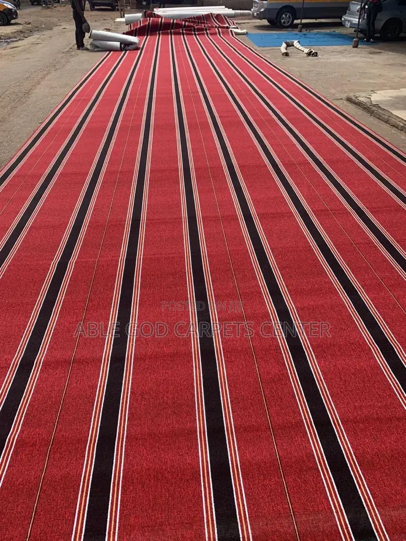 Striped Wine Woolen Carpet